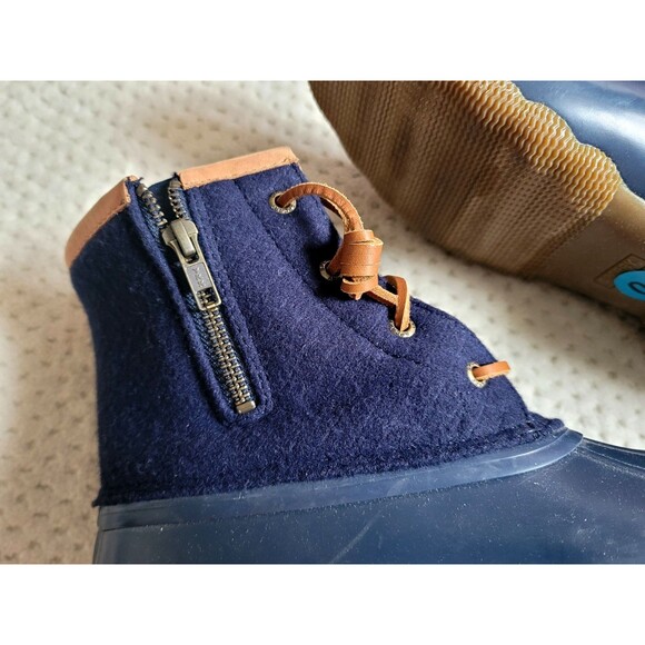Sperry Women's Saltwater Emboss Wool Rain Winter Snow DUCK BOOT Navy Sz 10 - Picture 6 of 9